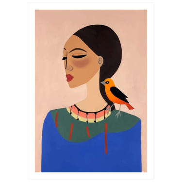 Modern Muse with Bird - Peintio