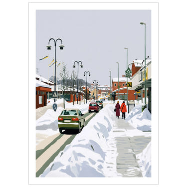 Nysnö på torget poster med vit kant