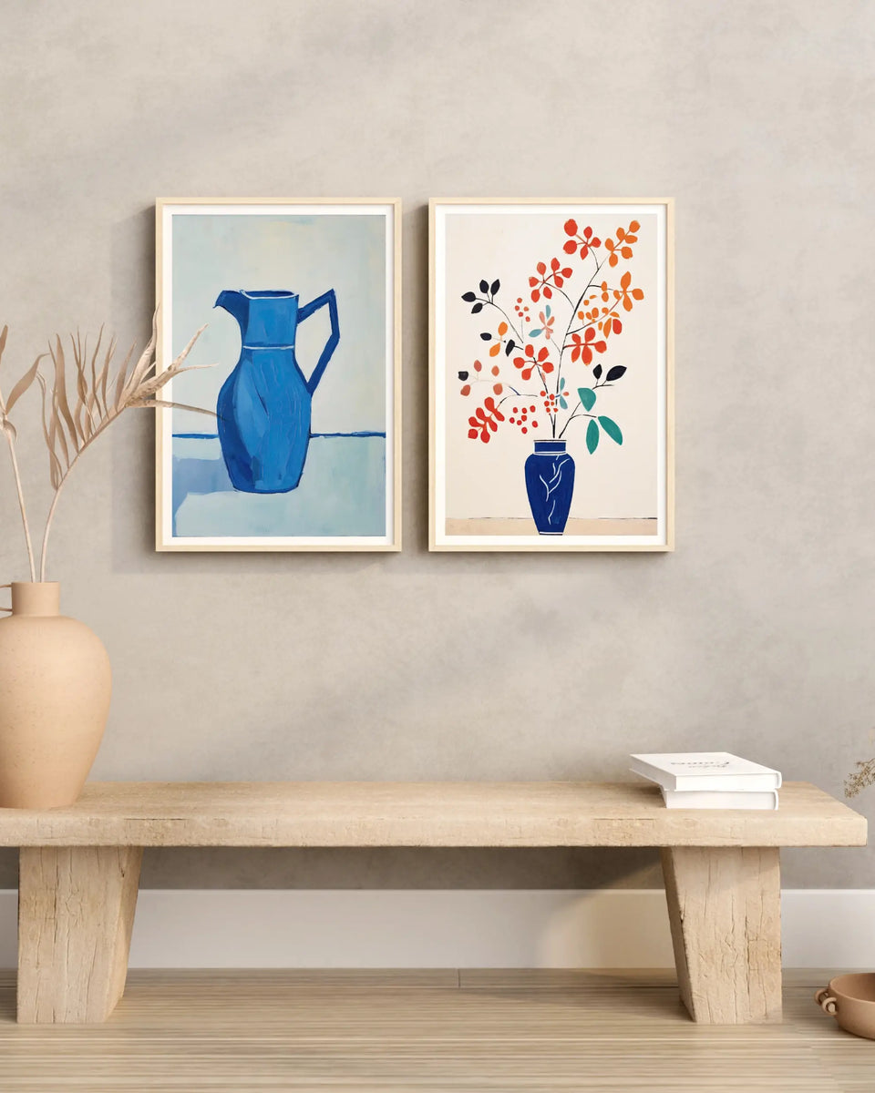 Blue Vase Floral Art - Peintio